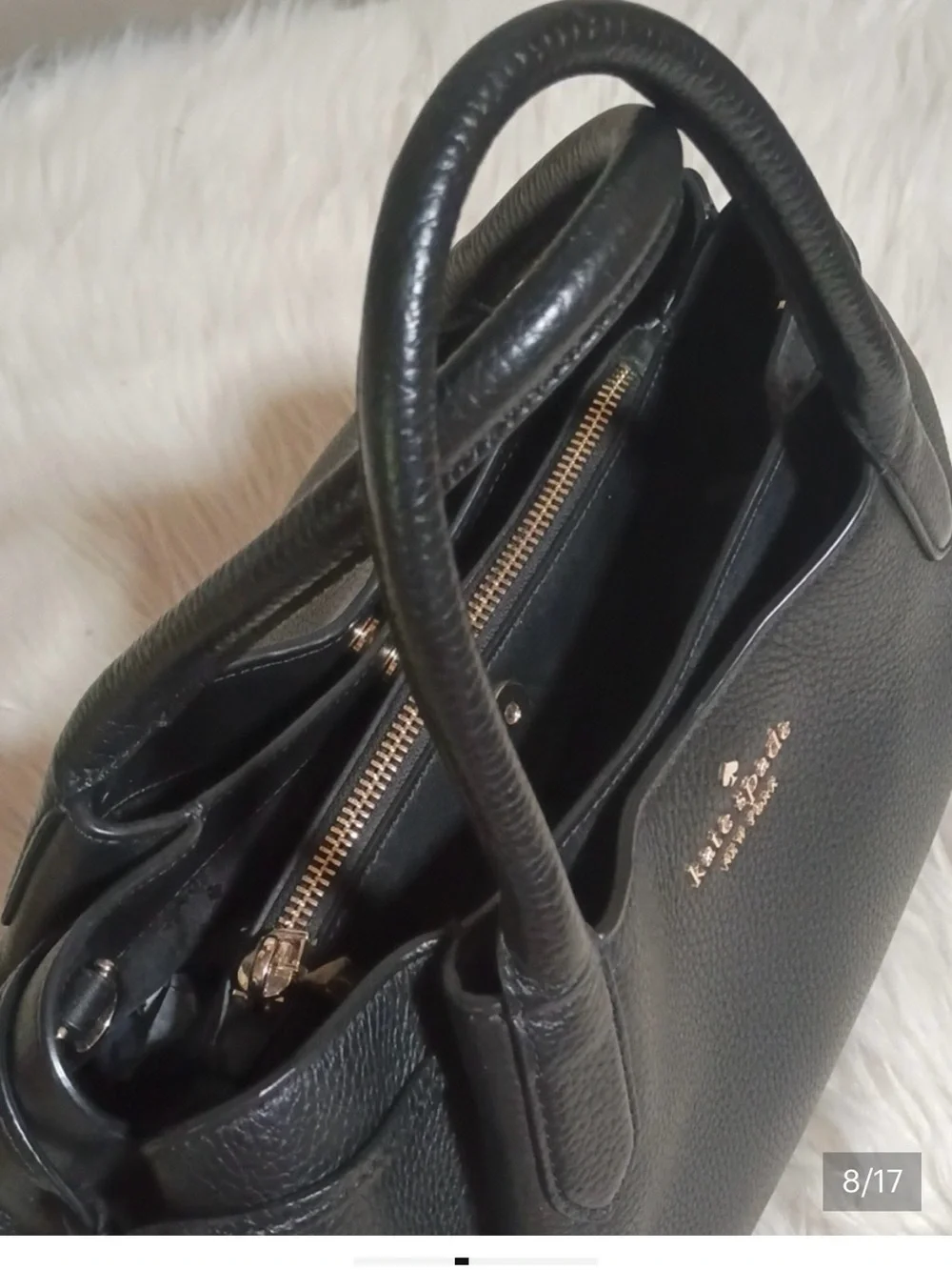 kate spade large  black Dumpling pebbled leather tote